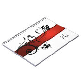 赤グラデーション黒フローラスワーズゲストブック ノートブック (左側)