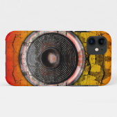 赤グランジとオレンジの音楽スピーカー Case-Mate iPhoneケース (裏面(横))