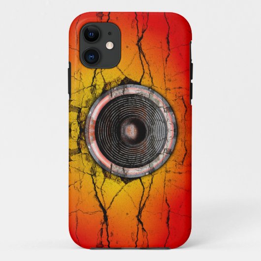 赤グランジとオレンジの音楽スピーカー Case-Mate iPhoneケース (裏面)