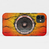 赤グランジとオレンジの音楽スピーカー Case-Mate iPhoneケース (裏面(横))