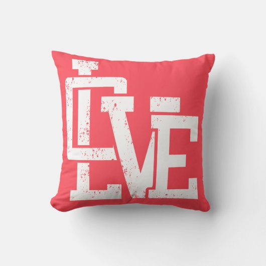 赤グランジの愛エレガントタイポグラフィデザイン。 クッション (正面)