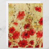 赤グランジフローラ壁紙パターンスクラップブックページ (正面/裏面)