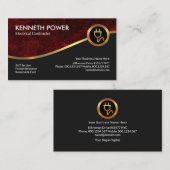 赤グランジ金ゴールド波電気請負業者 名刺 (正面/裏面)