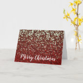 赤グリッターと明るいライトクリスマスカード カード (黄色い花)