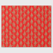 赤グリッターのクリスマスツリー ラッピングペーパー (フラット)