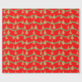 赤グリッターのクリスマスツリー ラッピングペーパー (フラット)