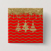 赤グリッターのクリスマスツリー 缶バッジ (正面)