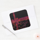 赤グリッターの弓と黒の星 スクエアシール (封筒)