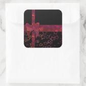 赤グリッターの弓と黒の星 スクエアシール (バッグ)