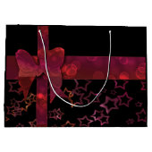 赤グリッターの弓と黒の星 ラージペーパーバッグ (裏面)