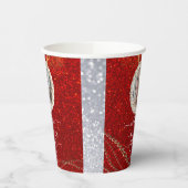 赤グリッターエレガントカスタム写真退職パーティー 紙コップ (左)