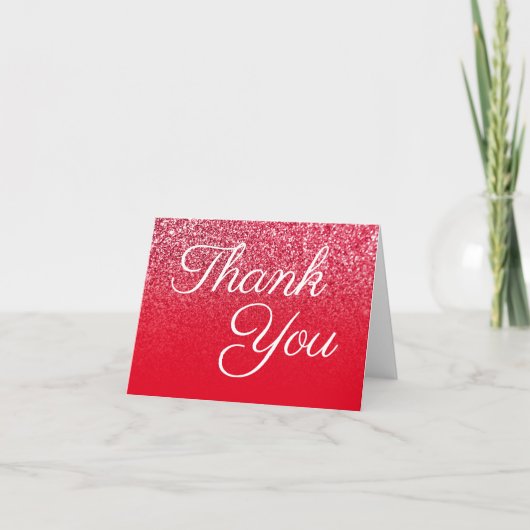 赤グリッターグラデーション書エレガント道 サンキューカード (正面)