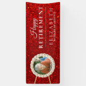 赤グリッターダイヤモンドエレガント退職パーティー  横断幕 (縦)