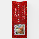 赤グリッターダイヤモンドフレーム退職パーティーバナー 横断幕 (縦)