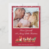 赤グリッタードリップカスタムフォトクリスマス シーズンカード (正面)