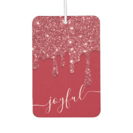 赤グリッタードリップカスタム文字または名前 カーエアーフレッシュナー