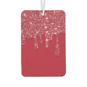 赤グリッタードリップカスタム文字または名前 カーエアーフレッシュナー (裏面)