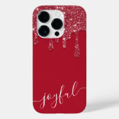 赤グリッタードリップカスタム文字または名前 Case-Mate iPhoneケース (裏面)