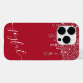 赤グリッタードリップカスタム文字または名前 Case-Mate iPhoneケース (裏面 (横))