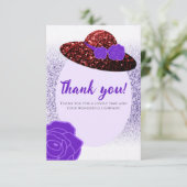 赤グリッターハットパープルラベンダー サンキューカード (スタンド正面)