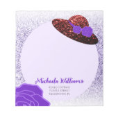 赤グリッターハットパープルラベンダー ノートパッド (正面)