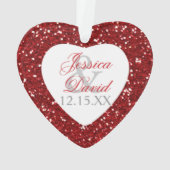赤グリッターハートフォトフレームカスタムクリスマス オーナメント (裏面)