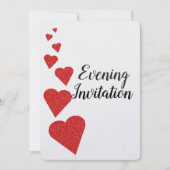赤グリッターハート夕べ招待状 招待状 (正面)