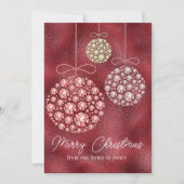 赤グリッターフォトクリスマスオーナメントエレガント シーズンカード (正面)