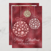 赤グリッターフォトクリスマスオーナメントエレガント シーズンカード (正面/裏面)