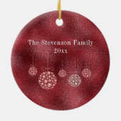 赤グリッターフォトクリスマスオーナメント セラミックオーナメント (裏面)