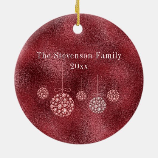 赤グリッターフォトクリスマスオーナメント セラミックオーナメント (裏面)