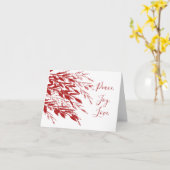 赤グリッターブランチコンテンポラリークリスマスカード カード (黄色い花)