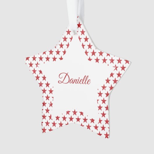 赤グリッター星パーソナライズされたオーナメント オーナメント (正面)