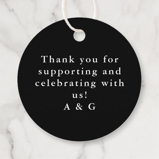 赤グリッター結婚カードの日付と名前 フェイバータグ (裏面)