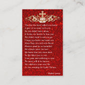 赤グリッター葬儀記念祈りの言葉フォトカード 名刺 (裏面)