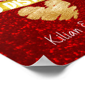 赤グリッター遠くに行く友情の距離写真 ポスター (角)