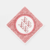 赤グリッターXOXO スタンダードランチョンナプキン (角)