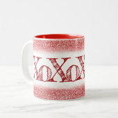 赤グリッターXOXO ツートーンマグカップ (正面左)