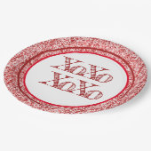 赤グリッターXOXO ペーパープレート (アングル)