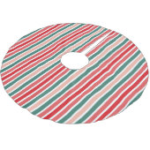 赤グリーンと赤面ストライプのラッピング紙 ブラッシュドポリエステルツリースカート (アングル)