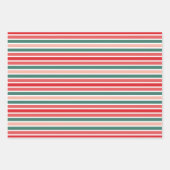 赤グリーンと赤面ストライプのラッピング紙 ラッピングペーパーシート (正面)