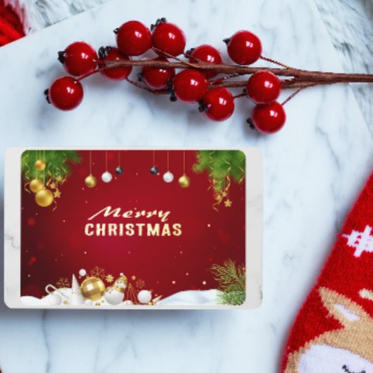 赤グリーンカラフルメリークリスマスグリーティングカード 箔シーズンカード