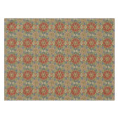 赤グリーンブルーフェイク金ゴールドアラビア美術パターン テーブルクロス (正面(横))