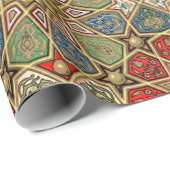 赤グリーンブルーフェイク金ゴールドアラビア美術パターン ラッピングペーパー (ロールコーナー)