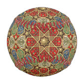 赤グリーンブルーフェイク金ゴールドアラビア美術パターン 野球ボール (正面)