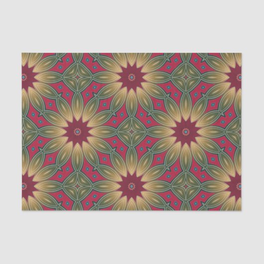 赤グリーン万華鏡のように千変万化するパターン幾何学模様 薄葉紙 (正面)