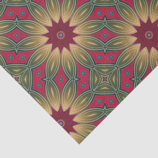 赤グリーン万華鏡のように千変万化するパターン幾何学模様 薄葉紙 (詳細)