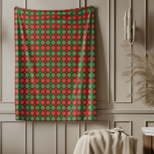 赤グリーン格子毛布のための休日の暖かさ フリースブランケット