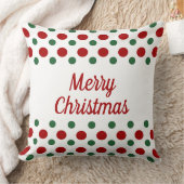 赤グリーン白水玉模様メリークリスマス クッション (ブランケット)
