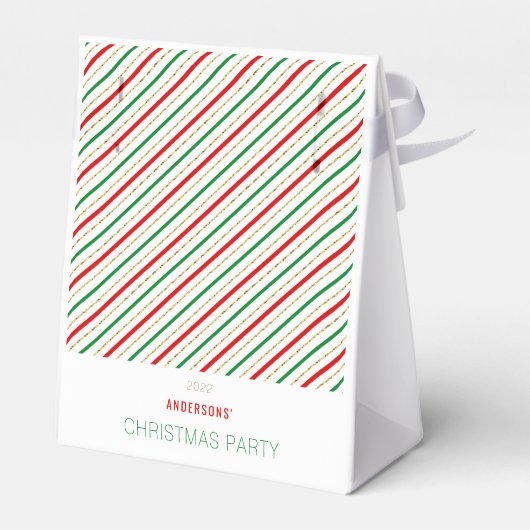 赤グリーン金ゴールドメリークリスマスパタストライプのーン フェイバーボックス (裏面サイド)